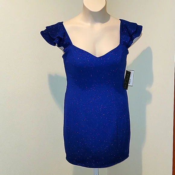City Vibe | Dresses | City Vibe Cobalt Blue Sparkly Fitted Cocktail Dress |  Poshmark